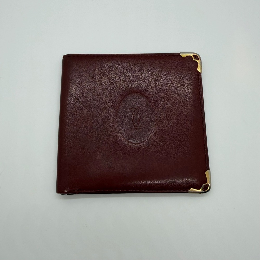 Cartier Authentic Unisex Must De Cartier Leather Bifold Wallet